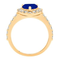 2.03ct Streak simulirani plavi safir 18K žuti zlatni gravirajući izjavu godišnjica Angažovanje vjenčanja halo prstena 3,75