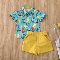 Toddler Baby Boys Dinosaur Short Hotcres Postavite majicu s kratkim rukavima + Hlače Hlače Hlače za