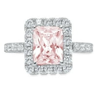 3,84ct smaragdni rez ružičasti simulirani dijamant 14k bijelo zlato egraviranje izjava svadbeni godišnjica