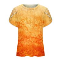 Yyeselk Womens Ljetne košulje Casual okrugli vrat Petal kratkih rukava Ugodne bluze Trendi gradijentne