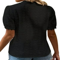 Avamo ženska majica Solid Color Tee kratki rukav majica dame dame baggy pulover radna bluza crna 2xl