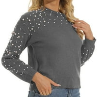 Rejlun dame sa biserima Pulover pletiva zima topli pleteni džemperi rade Jumper Tops Grey XL