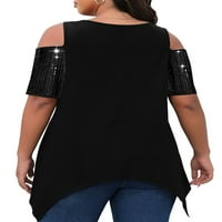 Sanviglor dame vrhovi hladnog ramena majica kratkih rukava Tee baggy bluza Tunika Black XL