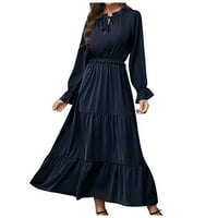 GDFUN ženske ležerne modne čvrste boje labavih dugih rukava Džepna haljina ženske haljine