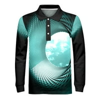 Polo majica za muškarce muške modne casual sportove apstraktne digitalne ispis rever gumb dugih rukava