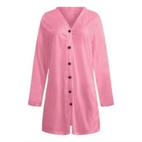 Ženski ugodan gumb prednji kardigan maxi dugačak kaput bluza labavi ogroman otvoreni prednji vrhovi jesen zimsku odjeću