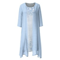 Qazqa Žene Ljeto Ležerne prilike Cvjetne rukavice Maxi haljina Dvije set Dress Blue M