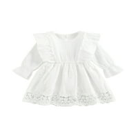 Dječja djevojka ruffles haljina za bebe pune boje dugih rukava A-line haljine 0-24m