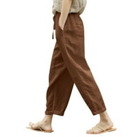 Ležerne pantalone za žene Ženske ljetne pamučne pantalone Labavi džep elastični struk široke pantalone