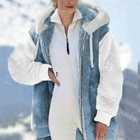 Zimske kapuljače za žene Fluffy Fuff Cur kaput prevelizirani blok boja dukseri s kapuljačom zatvaračem