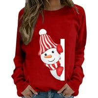Gotyou ženski božićni pulover džemperi dugih rukava TUNIČKI vrhovi za gajine crvene s