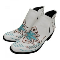 Homodles ženske čizme za gležnjeve široke male potpetice - srednje cipele na prstiju bijele veličine