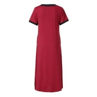 Haljine za žene plus veličine ženski V-izrez kratki rukav čvrsti a-line Dužina gležnjaka Pocket vruća prodaja A-line haljine crvene s
