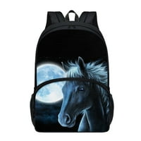 Moon Horse Design Novelty Backpack Backpacking za dječake Djevojke Studentska upotreba i lagane srednje