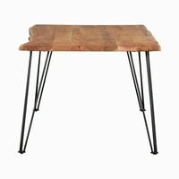 BENJARA Drveni trpezarijski stol sa detaljima za ivice uživo i metalnim nogama, smeđe