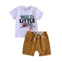 Objave za toddler dječake s kratkim rukavima ljetna odjeća crtani otisci vrhovi kratke hlače set odjeće