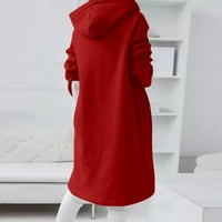 Iopqo ženske dukseve ženske kapute duge i nepravilni dugi patentni patentni kaput kaput s kapuljačom s kapuljačom uzrokuje boju rub čvrsti džemper ženski kaput ženski žbunk zrno crveni s