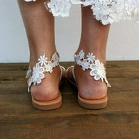Ženske sandale ravne isječke, ležerna čipka cvjetna plaža Flip flop udobne cipele ljetne elegantne nožne