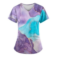 Bluze za slobodno vrijeme kratkih rukava Grafički otisci vrhovi V-izrez Moda za žene Dark Purple 3xl