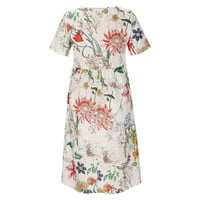 Boemske haljine za žene, žene ljetne haljine casual cvjetno print midi haljina V izrez kratke rukavske