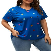 Ženske plus majice Ležerne prilike Cvjetni print V izrez TEE 2XL plavi