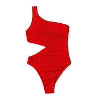 U Žene Solid Boja rufff the One ramena kostim od struka Bikini kupaći kostim
