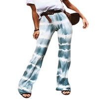 FrontWork Boho Hippie High Squat platno hlače od ženskih ispisanih širokih noga s dugim pantalonama