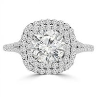 Veličanstvo Diamonds MD190212-7. 1. CTW okrugli dijamantni dvostruki jastuk halo zaručnički prsten u