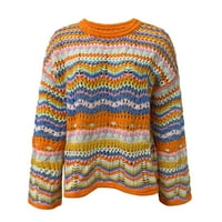 Vrhovi košulje Crovite patchwork dugačak croket Top rukava blok pulover žene labave ženska bluza