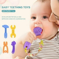 Izjava za bebe zuba za 0 meseci, besplatna BPA besplatna silikonska beba molar teether Chew igračke, čekić ključ za ključeve ručne pile Boy Boy Boy Boy