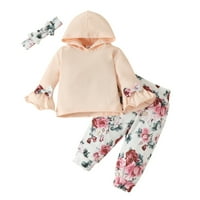 JPLZI dječje djevojke odjeću pidžama cvjetni vrhovi hlača sa pokrivačem za glavu odjeća za bebe