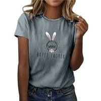 Jeashchat Uskršnje košulje za žene zečje jaje gnome Print Ženska majica Uskrsni ispisani okrugli vrat