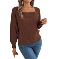 Ženska novo casual puni četverokutni ovratnik pleteni modni pulover džemper