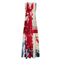 Ženska boja Blok Neovisnost Dnevna haljina izrezana V izrez haljine bez rukava Maxi haljina s džepom
