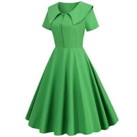 Iopqo Ležerne haljine za žene Party Solid kratkih rukava 1950-ih Domaćica večernja party matural haljina