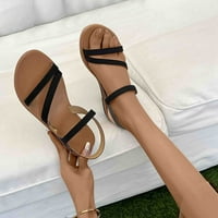 Qolati Sandale za žene Drćene ljetne udobne sandale za hodanje Clip TOE Strappy ravne papuče Udobne