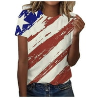 Dan nezavisnosti Četvrti jul Američka zastava Majica za žene Labavi ispis majica Crew vrat kratkih rukava