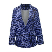 Symoid Womens Blazer kaputi i jakne- Ležeran Leopard s dugim rukavima Print Ormar ovratnik modni kaput