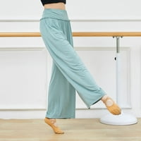 Puawkoer ženske ležerne hlače Klasične plesne pantalone široke noge ravne džepne duge hlače gimnastična