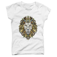 Lion životinjski poker djevojke bijeli grafički tee - dizajn ljudi xl