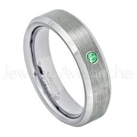 Dame začućene tungsten prsten - 0,07ct solitaire tsavorte prsten - personalizirani vjenčani prsten za volfram - po mjeri izrađen siječnja TN038BS
