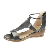 Sandale za žene Ljeto otvoreno platformu na otvorenom, pune boje patentnih zatvarača svinje cipele siva