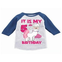 Neugodni stilovi To je moj peti rođendan rođendan Llama Toddler Raglan majica Birthday Girl
