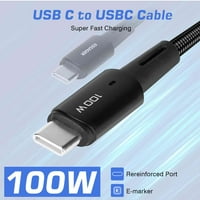 Urban USB C do USB C kabel 3.3ft 100W, USB 2. Kabel za punjenje kabela Brzi naboj za vivo Y73s, iPad