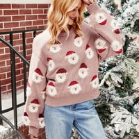 Bvgfsahne Božićni džemperi za žene Trendi džemperi za žene Trendy Lagana posada izrez dugih rukava
