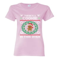 Theres Cookie u ovoj pećnici Najava trudnoće Ružni božićni džemper Žene grafička majica, svijetlo ružičasta,