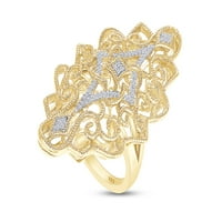 Carat okrugli oblik bijeli prirodni dijamantski filigranski zaručni prsten u 14k žuto zlato preko sterlinga srebrne veličine 4