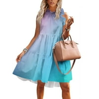 Tking Fashion ženska ljetna casual boho gradijentna boja labava haljina s ramena Mini plaža haljina