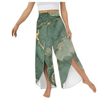 Ležerne pantalone za žene Ležerne prilike zapisane Yoga Split Tunic Army Green Veličina XXL