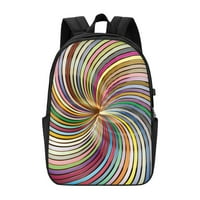 17 Backpack za laptop, apstraktna Rainbow Swirl modni ruksak za putovanja sa USB i kablovskim sučeljem